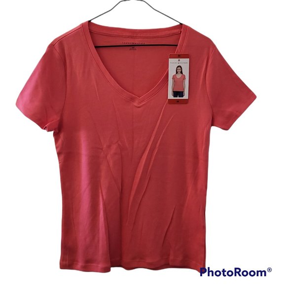 Tommy Hilfiger Women's Short Sleeve V-Neck T-Shirt - Picture 1 of 5